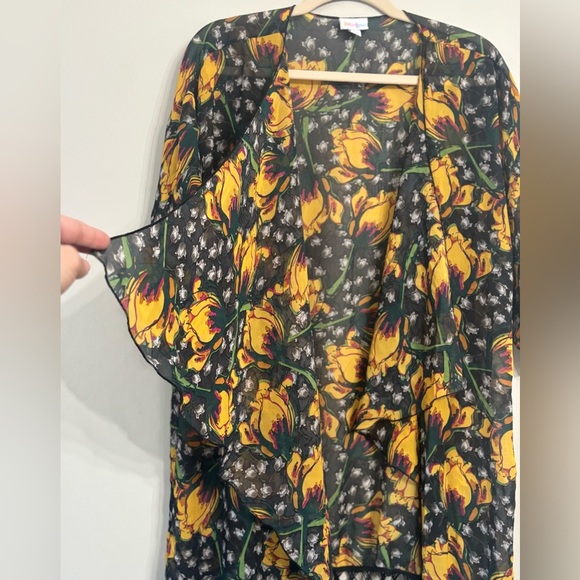 LuLaRoe Fringe Trim Cover Up Kimono Coastal - Picture 2 of 7